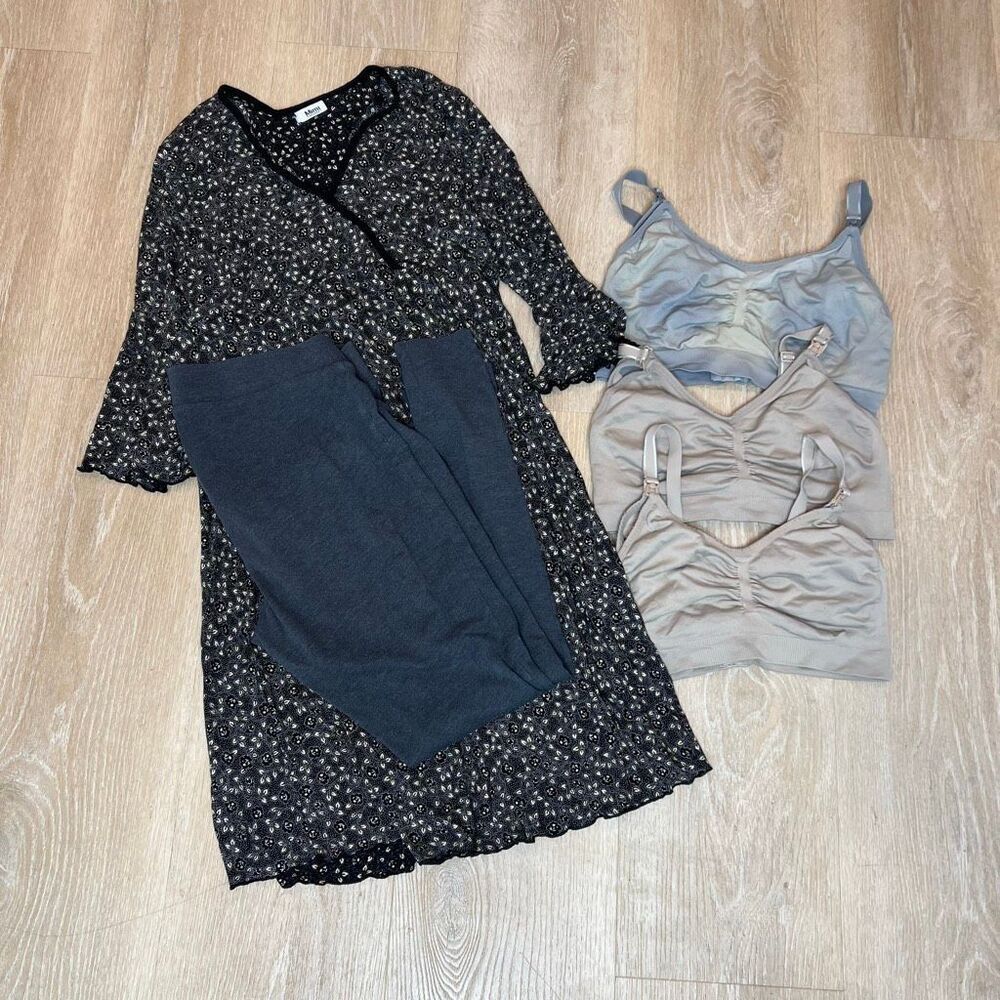 Mimi Maternity Dress, Bumpstart Leggings Small, 3 Motherhood Nursing Bras Large - Picture 13 of 13